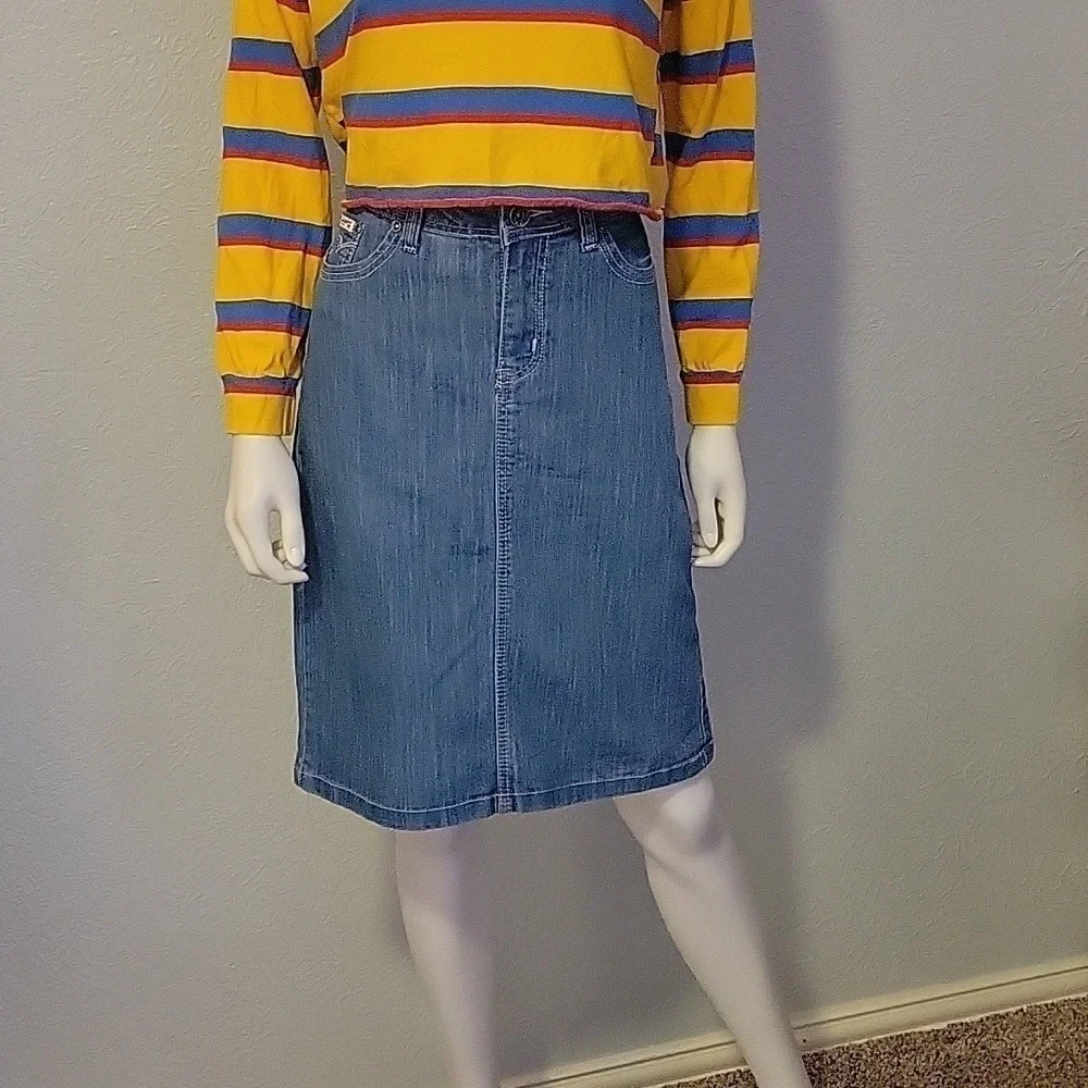 VTG MISS NATALIE 1990s Grunge Light Blue Denim Skirt
